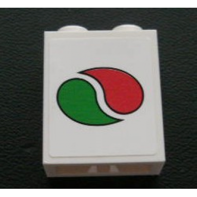 white brick 1 x 2 x 2 with inside axle holder with octan logo pattern sticker - set 3180