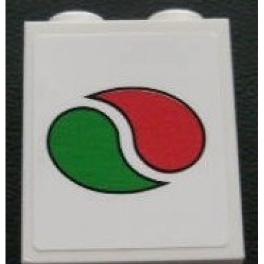 white brick 1 x 2 x 2 with inside stud holder with octan logo pattern sticker - set 3180