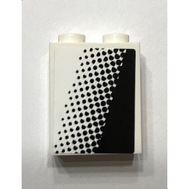 white brick 1 x 2 x 2 with inside stud holder with black gradient pattern model left side sticker - set 60102