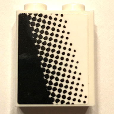 white brick 1 x 2 x 2 with inside stud holder with black gradient pattern model right side sticker - set 60102