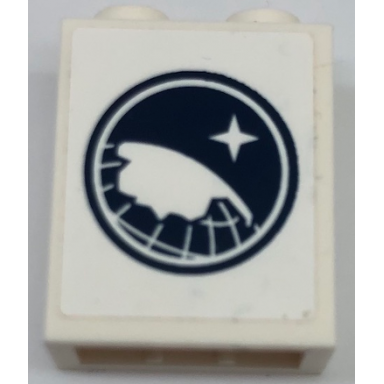 white brick 1 x 2 x 2 with inside stud holder with arctic explorer logo on white background pattern sticker - set 60062