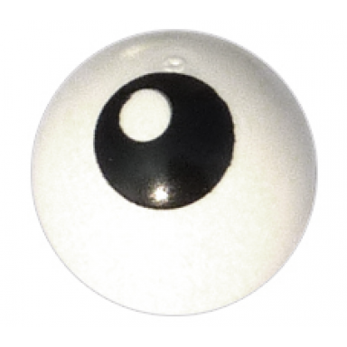 white technic ball joint with black eye with pupil on top left side pattern