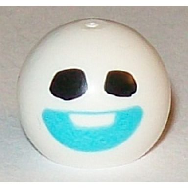 white technic ball joint with black eyes and medium azure smile pattern frozen snowgie head