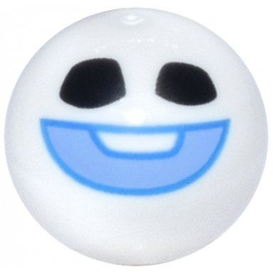 white technic ball joint with black eyes bright light blue mouth smile dark azure outline pattern frozen snowgie head
