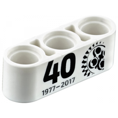 white technic liftarm thick 1 x 3 with black 40 1977 - 2017 and 24 tooth gear pattern