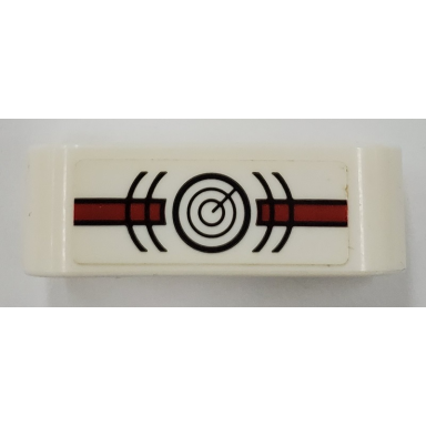 white technic liftarm thick 1 x 3 with black concentric circles and red stripe pattern on both sides stickers - set 42076