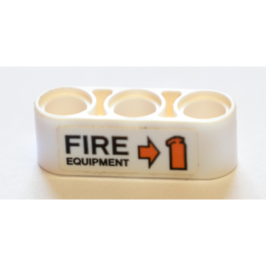 white technic liftarm thick 1 x 3 with arrow fire extinguisher and fire equipment pattern model right side sticker - set 42064