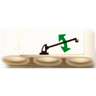 white technic liftarm thick 1 x 3 with black crane and green double arrow pattern sticker - set 42064
