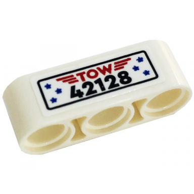 white technic liftarm thick 1 x 3 with black 42128 blue stars and red tow pattern sticker - set 42128