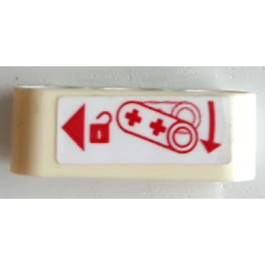 white technic liftarm thick 1 x 3 with red padlock arrow and triangle pattern sticker - set 42098