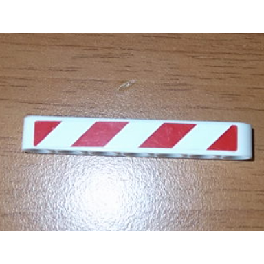 white technic liftarm thick 1 x 7 with red and white danger stripes pattern model right side sticker - set 8198