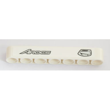 white technic liftarm thick 1 x 7 with silver arocs and silver handle pattern model left side sticker - set 42043