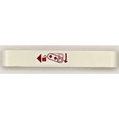 white technic liftarm thick 1 x 7 with red padlock arrow and triangle pointing left pattern sticker - set 42098