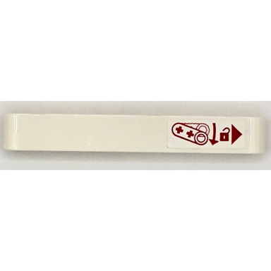 white technic liftarm thick 1 x 7 with red padlock arrow and triangle pointing right pattern sticker - set 42098