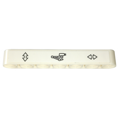 white technic liftarm thick 1 x 7 with double arrows and robotic arm pattern sticker - set 42158