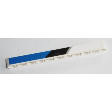 white technic liftarm thick 1 x 11 with black blue and silver pattern model right side sticker - set 42045