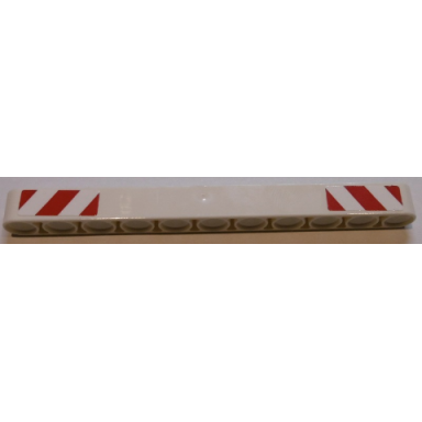 white technic liftarm thick 1 x 11 with red and white danger stripes pattern on both ends stickers - set 42055