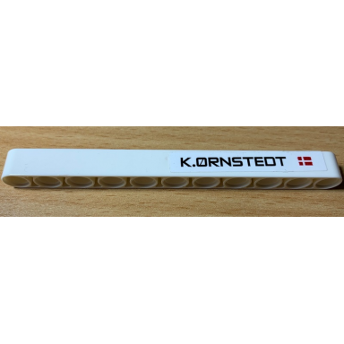 white technic liftarm thick 1 x 11 with k.ornstedt and denmark flag pattern sticker - set 42077
