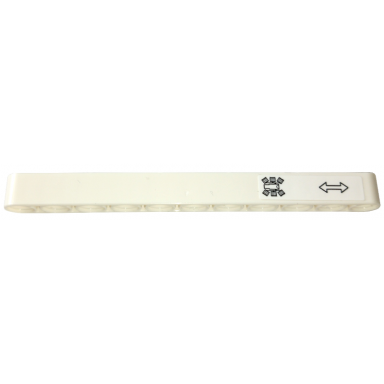white technic liftarm thick 1 x 11 with black mars rover symbol and double arrow pattern sticker - set 42158