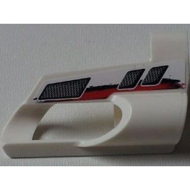 white technic panel fairing 5 small short large hole side a with vents red and black stripes pattern sticker - set 8262