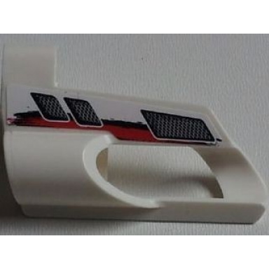 white technic panel fairing 6 small short large hole side b with vents red and black stripes pattern sticker - set 8262