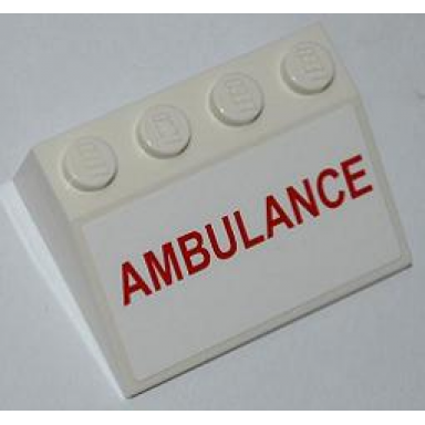 white slope 33 3 x 4 with red ambulance pattern sticker - set 4431