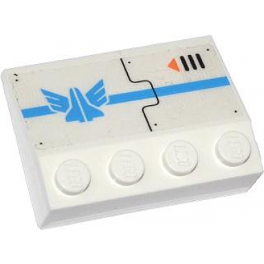 white slope 33 3 x 4 with blue stripe galaxy squad logo air vent and orange arrow pattern model left side sticker - set 70709
