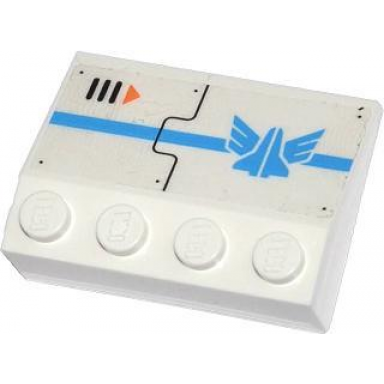 white slope 33 3 x 4 with blue stripe galaxy squad logo air vent and orange arrow pattern model right side sticker - set 70709