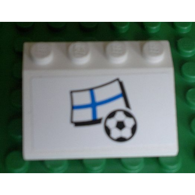 white slope 33 3 x 4 with flag of finland and soccer ball on white background pattern sticker - set 3405