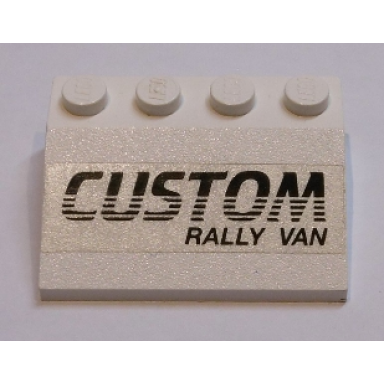 white slope 33 3 x 4 with black custom rally van pattern sticker - set 5550