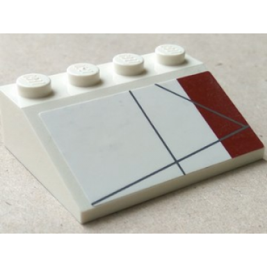 white slope 33 3 x 4 with dark red rectangle pattern model left side sticker - set 10215