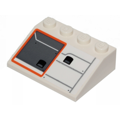 white slope 33 3 x 4 with sw snowspeeder hull plates with orange outline pattern model right side sticker - set 75259