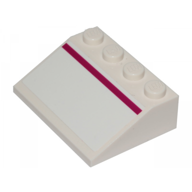 white slope 33 3 x 4 with magenta stripe pattern sticker - set 70849