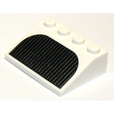 white slope 33 3 x 4 with black and pearl dark gray vertical grille pattern