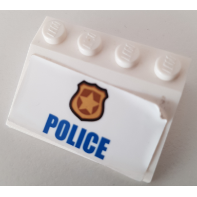 white slope 33 3 x 4 with gold badge and blue police pattern sticker - set 60140