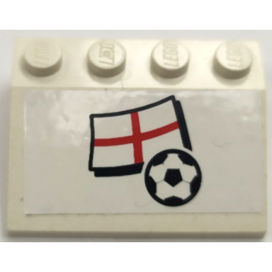 white slope 33 3 x 4 with flag of england and soccer ball on white background pattern sticker - set 3405