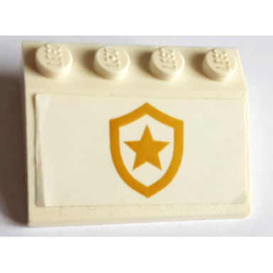 white slope 33 3 x 4 with gold police star badge logo pattern sticker - set 60277