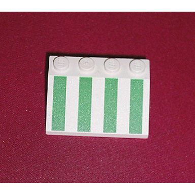 white slope 33 3 x 4 with green stripes pattern