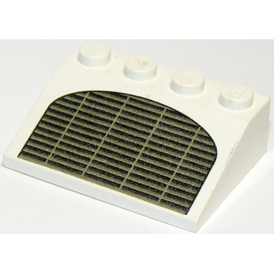 white slope 33 3 x 4 with black and dark gray horizontal grille pattern