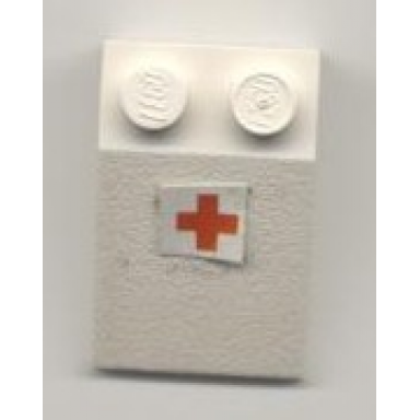white slope 33 3 x 2 with red cross pattern sticker - set 6364