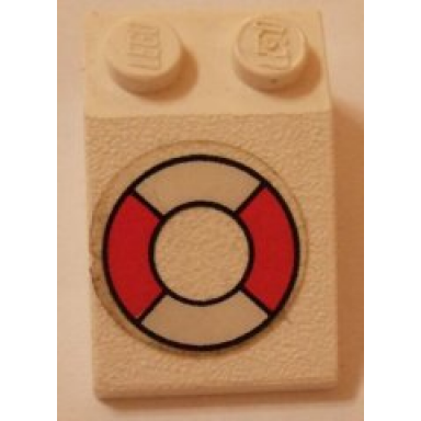 white slope 33 3 x 2 with life preserver pattern sticker - set 314-1