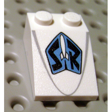 white slope 33 3 x 2 with white rocket and black sr pattern