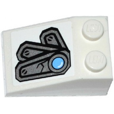 white slope 33 3 x 2 with cracked armor plate and bright light blue light pattern model left side sticker - set 70748