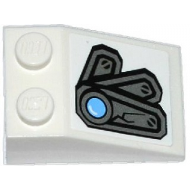 white slope 33 3 x 2 with cracked armor plate and bright light blue light pattern model right side sticker - set 70748