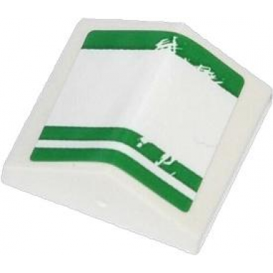 white slope 33 2 x 2 double with 3 worn green lines pattern sticker - set 70809