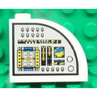 white slope curved 3 x 1 x 2 with hollow stud with flight controls pattern model right side sticker - set 7723
