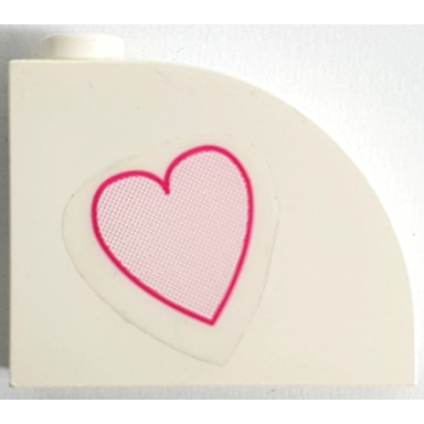 white slope curved 3 x 1 x 2 with hollow stud with dark pink heart pattern side b sticker - set 7578