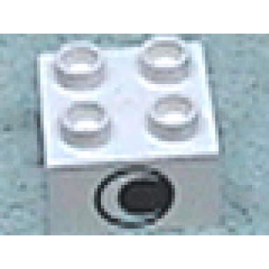 white duplo brick 2 x 2 with eye without white spot pattern on two sides