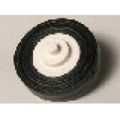 white wheel center small with stub axles pulley wheel with black tire 14mm d x 4mm smooth small single 3464 3139