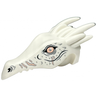 white dragon head ukrainian ironbelly jaw upper with horns with light nougat eyes and scars black nostrils and dark bluish gray scales pattern
